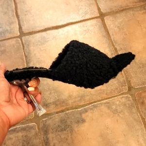 Chase & Chloe fuzzy acrylic heeled slide